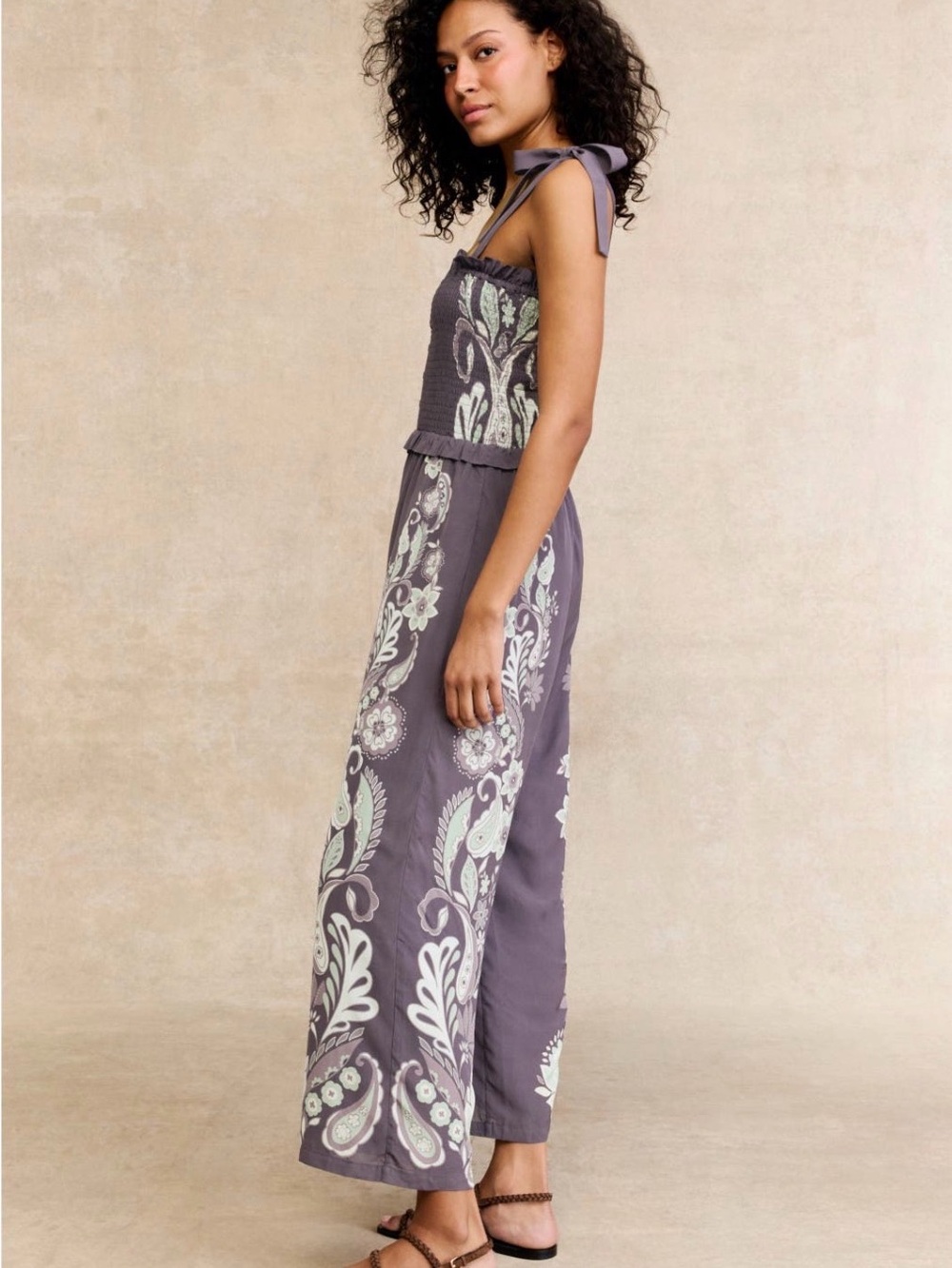 Cabellero Tie-Shoulder Wide-Leg Jumpsuit